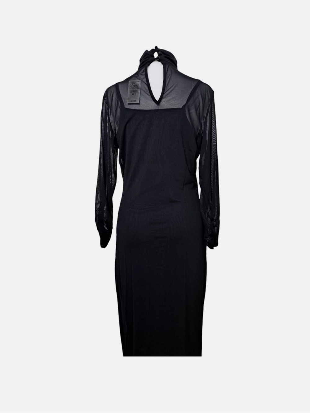 Ashley Stewart long sleeve Mesh Black Midi Dress